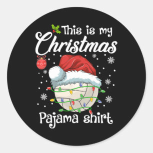 This Is My Christmas Pajama Volleyball Sport Xmas Classic Round Sticker