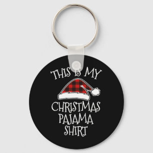 This Is My Christmas Pajama Xmas Buffalo Red Plaid Key Ring