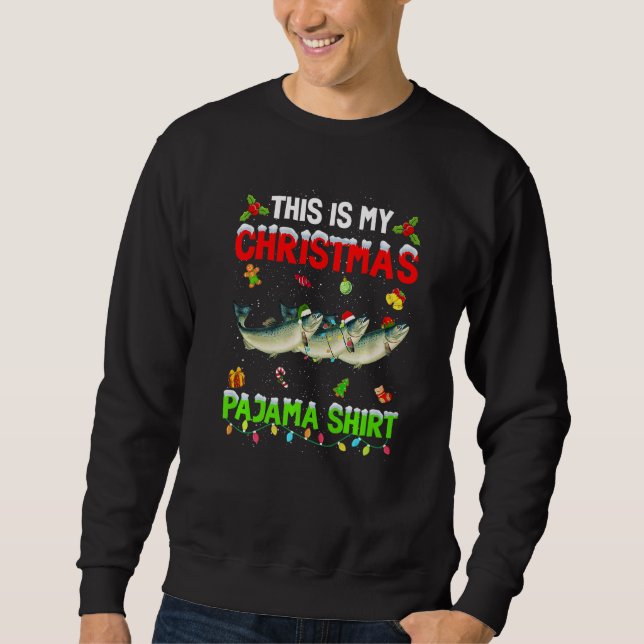 This Is My Christmas Pajama Xmas Salmon Squad Sweatshirt (Front)