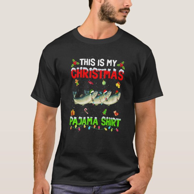 This Is My Christmas Pajama Xmas Salmon Squad T-Shirt (Front)