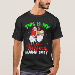 This Is My Christmas Pajama Xmas Santa Riding Shee T-Shirt