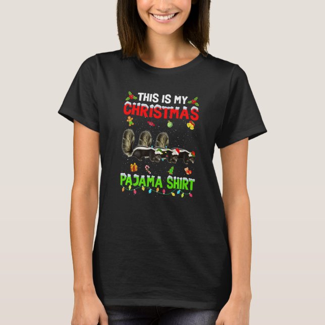 This Is My Christmas Pajama Xmas Skunk Squad T-Shirt (Front)