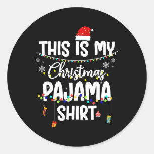 This Is My Christmas Pajama Xmas String Lights Hol Classic Round Sticker
