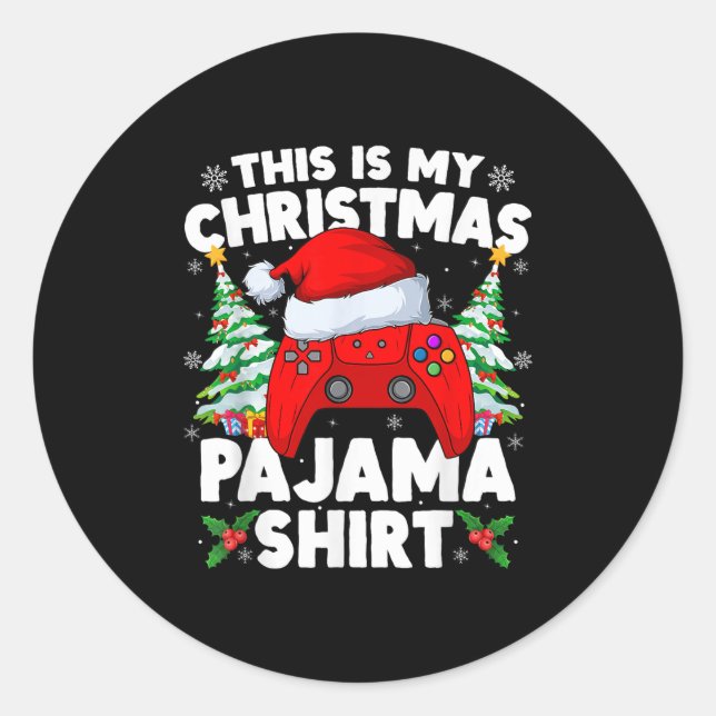 This Is My Christmas Pajamas Video Game Gamer Boys Classic Round Sticker (Front)