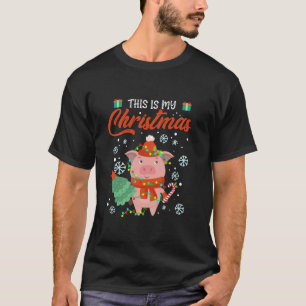 This Is My Christmas Pig Pajama Xmas Cute Pig Long T-Shirt