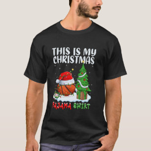 This Is My Christmas Pyjamas Santa Hat Basketball T-Shirt