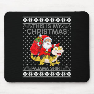 This Is My Christmas Pyjamas Santa Riding Lizard U Mouse Pad