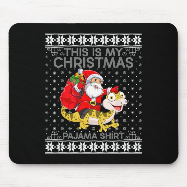 This Is My Christmas Pyjamas Santa Riding Lizard U Mouse Pad (Front)