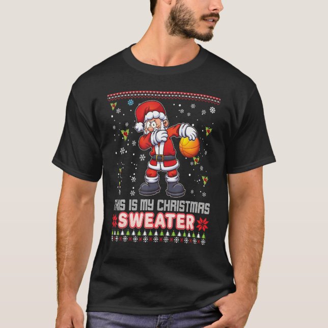 This Is My Christmas Sweater Basketball Santa Elf  (Front)