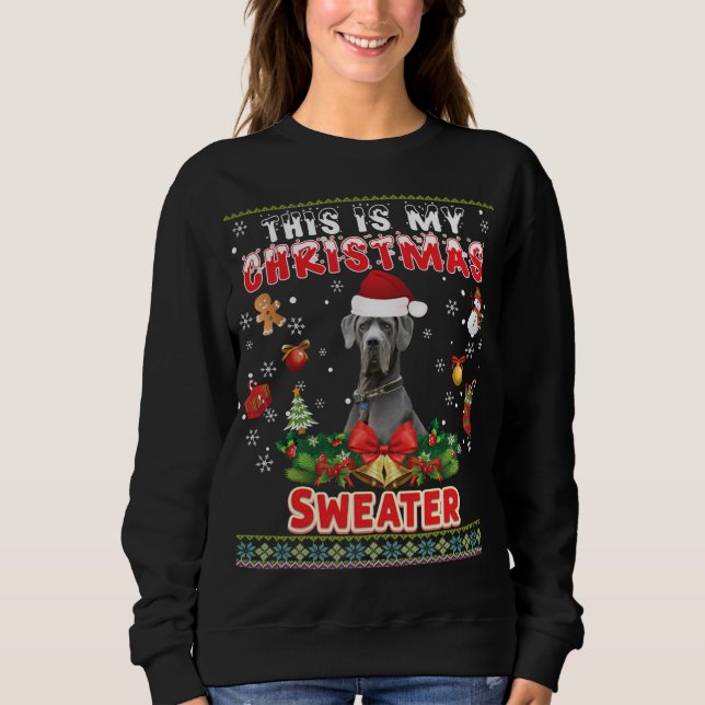 This Is My Christmas Sweater Great Dane Dog Ugly M (Front)