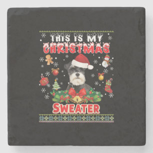 This Is My Christmas Sweater Schnauzer Dog Ugly Me Stone Coaster