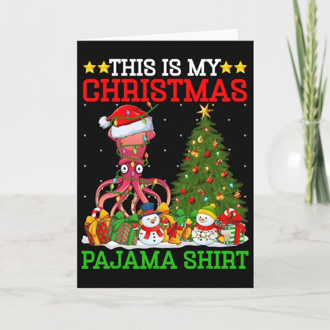 This Is My Christmas Tree Pyjamas Lights Squid Chr Card (Front)