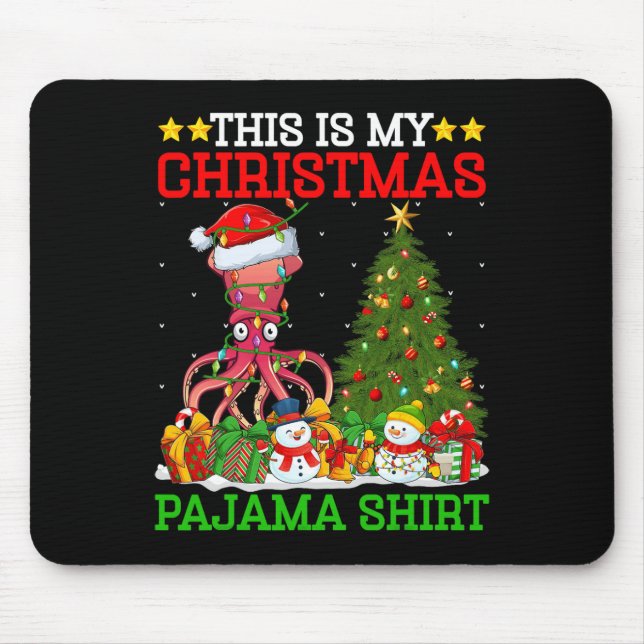 This Is My Christmas Tree Pyjamas Lights Squid Chr Mouse Pad (Front)