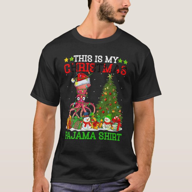 This Is My Christmas Tree Pyjamas Lights Squid Chr T-Shirt (Front)