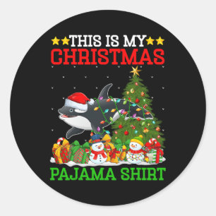 This Is My Christmas Tree Pyjamas Orca Lighting Ch Classic Round Sticker