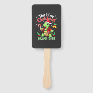 This Is My Christmas Turtle Pajama Shirt Buffalo P Hand Fan