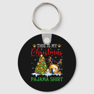 This Is My Christmas Volleyball Pajama Funny Xmas Key Ring