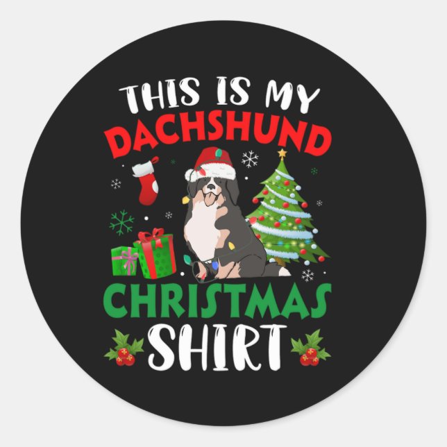 this is my dachshund christmas classic round sticker (Front)