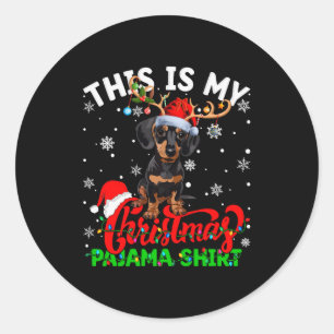 This Is My Dachshund Dog Ugly Christmas Pajama Swe Classic Round Sticker