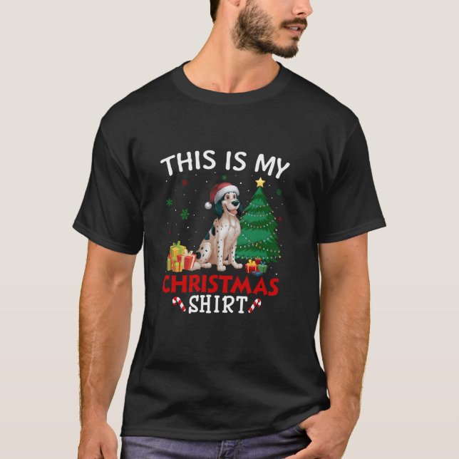This is My English Setter Dog Santa Hat Christmas  T-Shirt (Front)