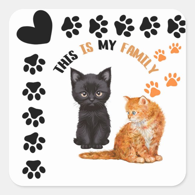 This Is My Family Cats Square Sticker (Front)