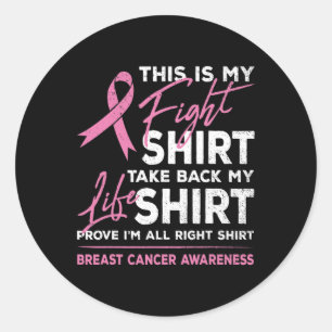 This Is My Fight Breast Cancer Awareness Pink Rib Classic Round Sticker