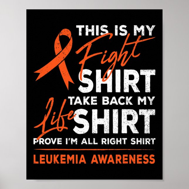 This Is My Fight Leukaemia Cancer Awareness Orange Poster (Front)