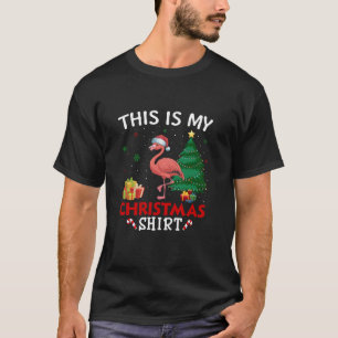 This is My Flamingo Santa Hat Christmas Pajama T-Shirt