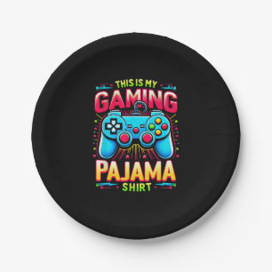 This is My Gaming Pajama Shirt Gamepad Video Game Paper Plate