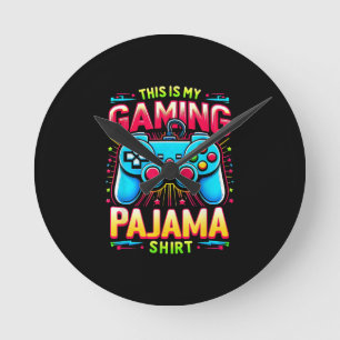 This is My Gaming Pajama Shirt Gamepad Video Game  Round Clock