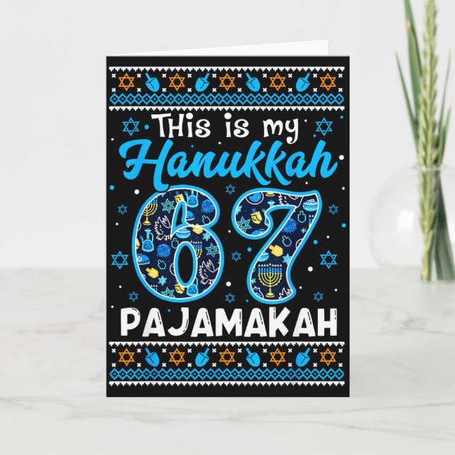 This Is My Hanukkah 67 Pajamakah For Jewish Christ Card (Front)