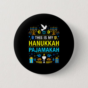 This Is My Hanukkah Pajamakah For Jewish Christmas 6 Cm Round Badge