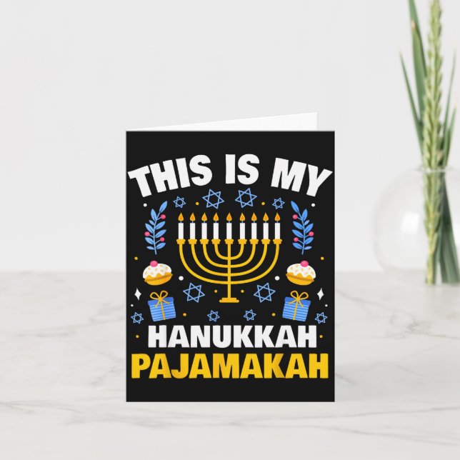 This Is My Hanukkah Pajamakah For Jewish Christmas Card (Front)