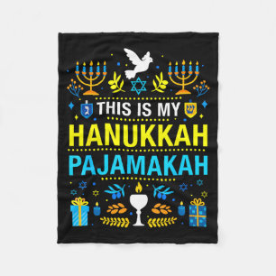 This Is My Hanukkah Pajamakah For Jewish Christmas Fleece Blanket