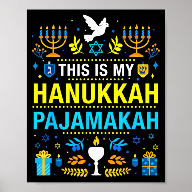 This Is My Hanukkah Pajamakah For Jewish Christmas Poster (Front)