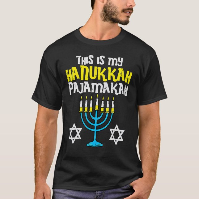 This Is My Hanukkah Pajamakah Menorah Chanukah Paj T-Shirt (Front)