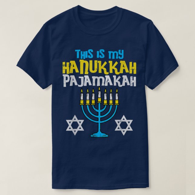 This Is My Hanukkah Pajamakah Menorah Chanukah Paj T-Shirt (Design Front)