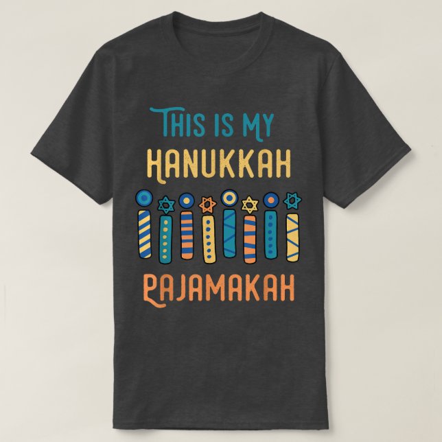 This Is My Hanukkah Pajamakah Menorah Nine Candles T-Shirt (Design Front)