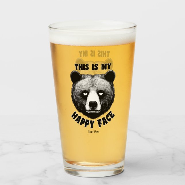 This is my happy face - Bear Glass (Front Filled)
