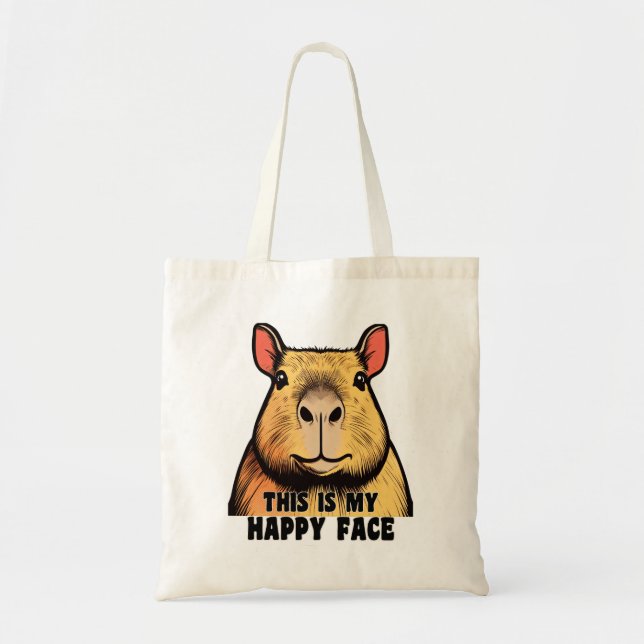 This is My Happy Face - Capybara Tote Bag (Front)