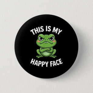 This Is My Happy Face Funny Angry Frog Humor  6 Cm Round Badge