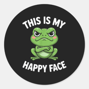 This Is My Happy Face Funny Angry Frog Humor  Classic Round Sticker