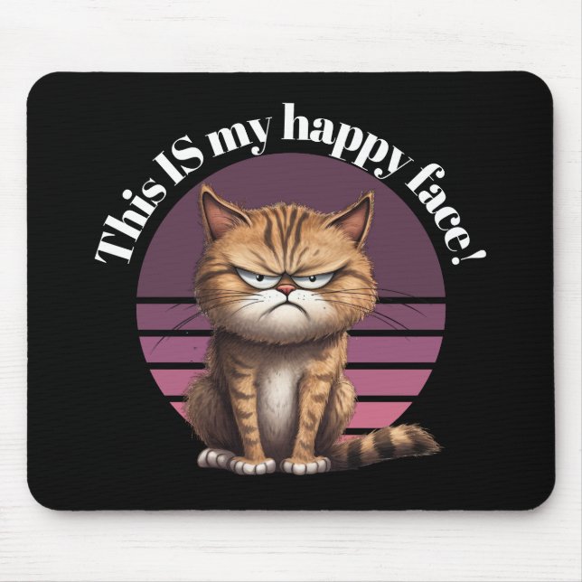 This IS My Happy Face! Grumpy Cat Dark Mouse Pad (Front)