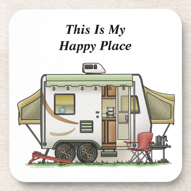This is my happy place camper coaster (Front)