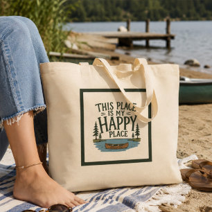 This is My Happy Place Deerwood Lake Large Tote Bag