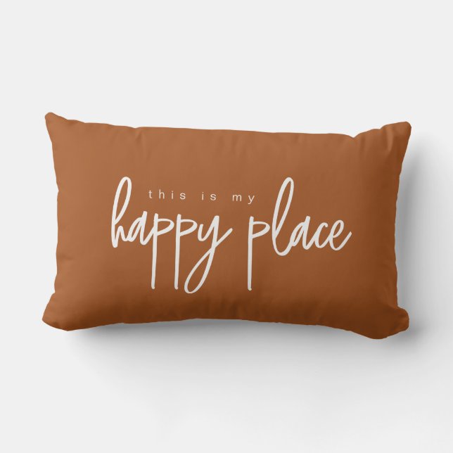 This is my Happy Place Modern terra-cotta  Lumbar Cushion (Back)
