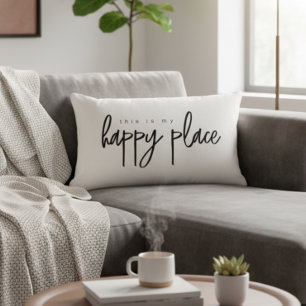 This is my Happy Place Modern Typography Simple Lumbar Cushion