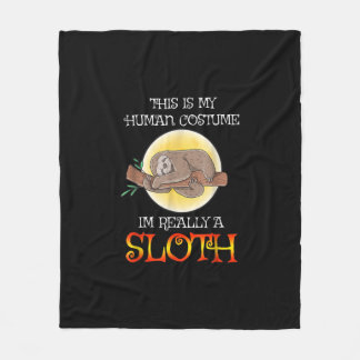 This is My Human Costume Funny Sloth Halloween Fleece Blanket