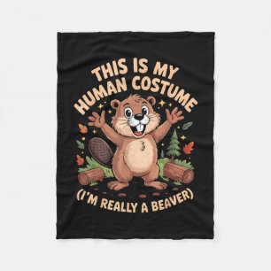 This is my human costume i'm a beaver halloween fleece blanket