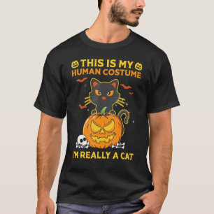 This Is My Human Costume I'm Really A Cat Hallow T-Shirt